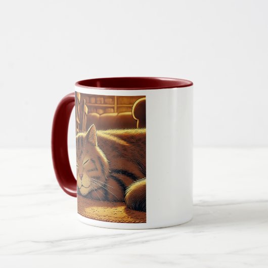 Eine rothaarige Katze schläft auf einem weichen Te Tasse (Vorderseite Links)