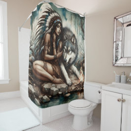 Eine ruhige Verbindung zwischen einem Indianer und Duschvorhang