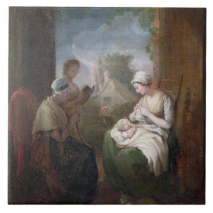 Eine ruhige Zeit, c.1810 (Öl auf Leinwand) Fliese