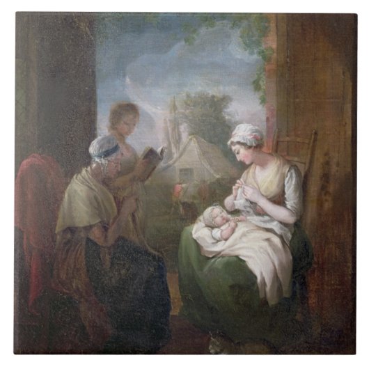 Eine ruhige Zeit, c.1810 (Öl auf Leinwand) Fliese (Vorderseite)