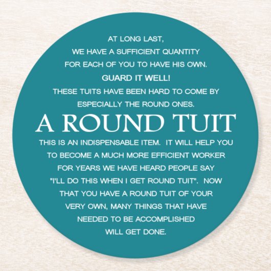 Eine runde Tuitplatte Runder Pappuntersetzer (Vorderseite)