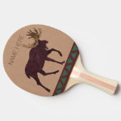 Eine rustikale Elch-Imitat Leder-Blick Tischtennis Schläger (Seitenansicht)