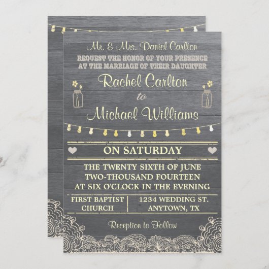 Eine rustikale Mason Jar Hochzeit Einladung (Vorne/Hinten)