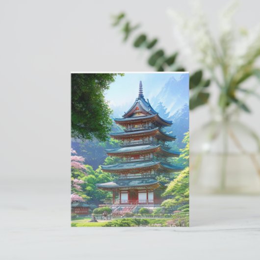 Eine rustikale Pagode Postkarte (Stehend Vorderseite)