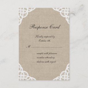 Eine rustikale Spitze u. Leinwand UAWG RSVP Karte