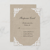 Eine rustikale Spitzen- und Burlap-UAWG RSVP Karte (Vorne/Hinten)