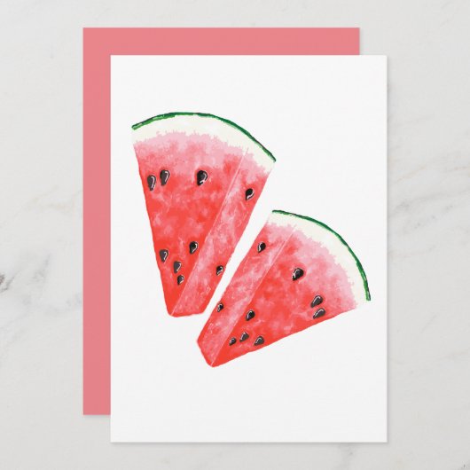 Eine saftige Scheibe süßer Wassermelone Einladung (Vorne/Hinten)
