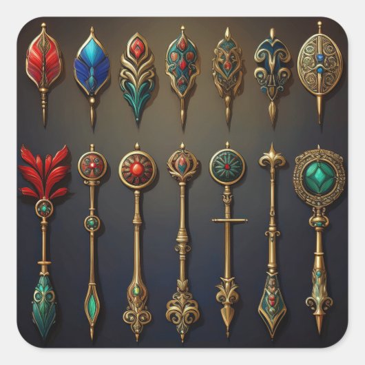 Eine Sammlung alter Dartpfeile Quadratischer Aufkleber (Vorderseite)