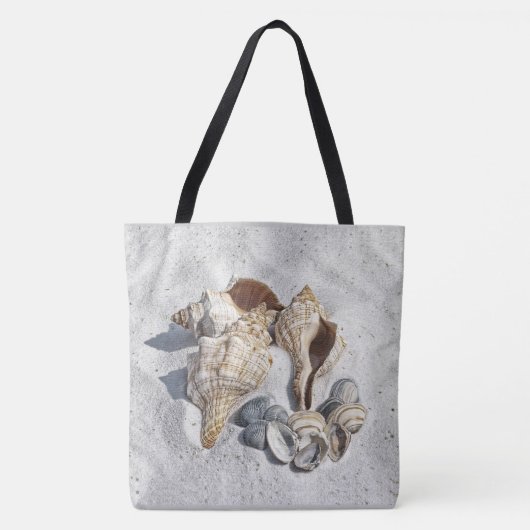 Eine Sammlung von Muscheln auf Sand Tasche (Vorderseite)