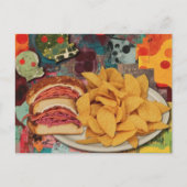 Eine Sandwich- und Chips-Collage Postkarte (Vorderseite)