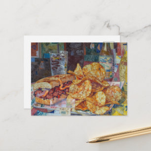 Eine Sandwich- und Chips-Collage Postkarte