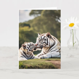 Eine sanfte Bindung – Grußkarte Weiße Tiger Karte