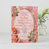 Eine sanfte Farbe der Peach Fuzz Blume Einladung (Stehend Vorderseite)