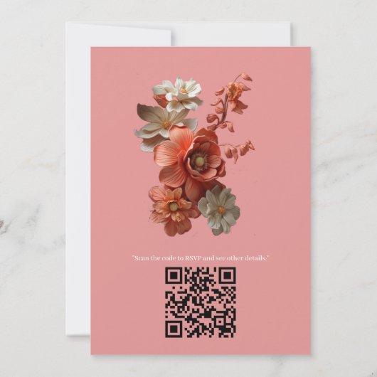 Eine sanfte Farbe der Peach Fuzz Blume Einladung (Rückseite)