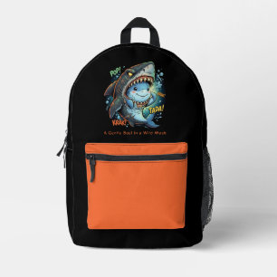Eine sanfte Seele in einer wilden Maske Süßer Hai Bedruckter Rucksack