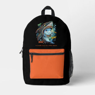 Eine sanfte Seele in einer wilden Maske Süßer Hai Bedruckter Rucksack