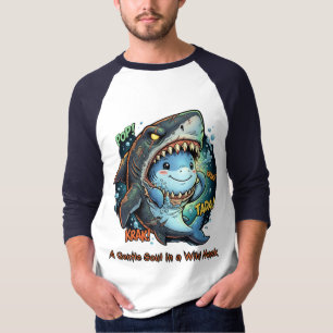 Eine sanfte Seele in einer wilden Maske Süßer Hai T-Shirt