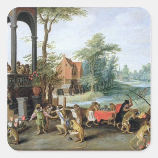 Eine Satire der Torheit von Tulip Mania Quadratischer Aufkleber (Vorderseite)