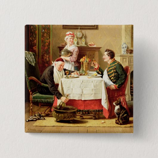 Eine Satisfying Mahlzeit, 1883 (Öl auf Leinwand) Button (Vorderseite)