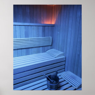 Eine Sauna im blauen Licht, Schweden Poster