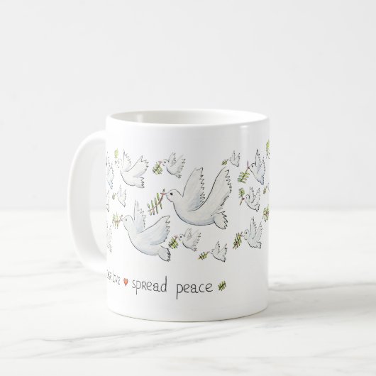 Eine Schale Liebe und Frieden Kaffeetasse (Vorderseite Links)