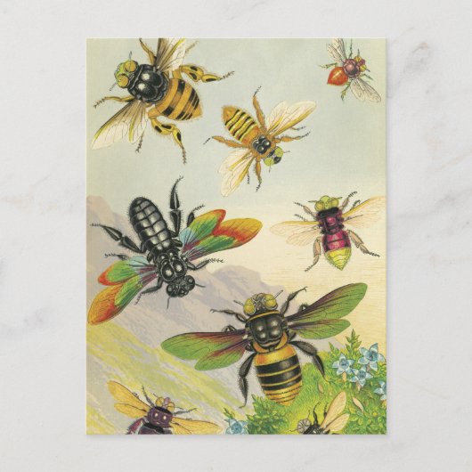 Eine Schar wunderschöner Bienen Postkarten (Vorderseite)