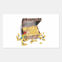 Eine Schatztruhe für Piraten (Hintergrundfarbe hin Rechteckiger Aufkleber