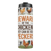 Eine Schilderwarnung für Hühner Thermosbecher (Vorderseite)