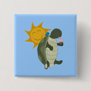 Eine Schildkröte, die Eiscreme-Knopf isst Button