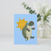 Eine Schildkröte isst Eiscreme Postkarte (Stehend Vorderseite)