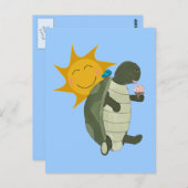 Eine Schildkröte isst Eiscreme Postkarte (Vorne/Hinten)