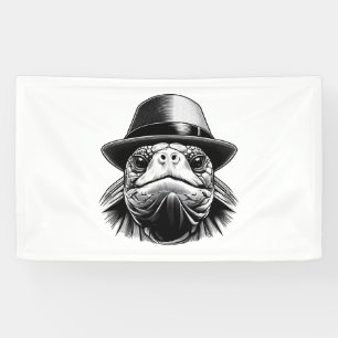 Eine Schildkröte mit Hut, klassisches Aussehen Banner