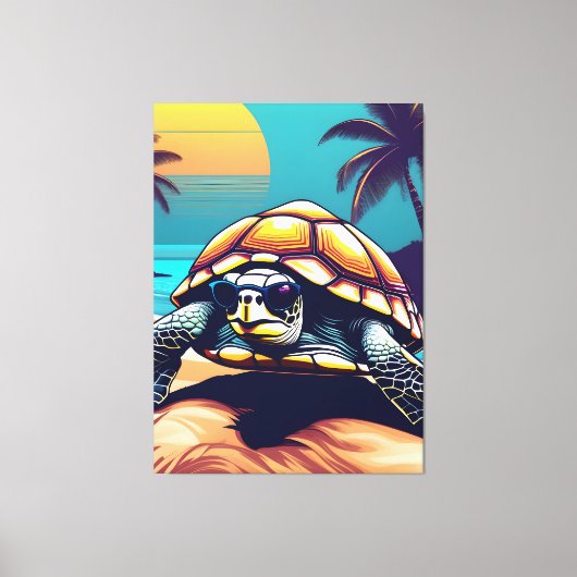 Eine Schildkröte mit Sonnenbrille Leinwanddruck (Vorderseite)