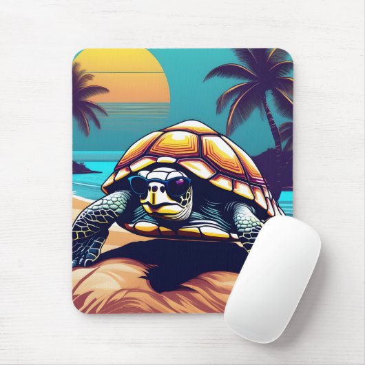 Eine Schildkröte mit Sonnenbrille Mousepad (Mit Mouse)