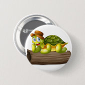 Eine Schildkröte über einem Klotz Button (Vorne & Hinten)