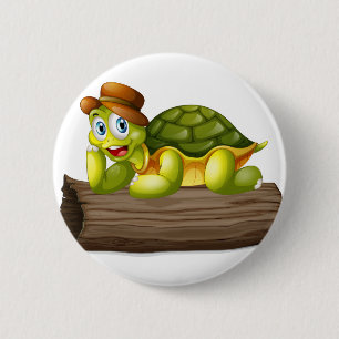 Eine Schildkröte über einem Klotz Button