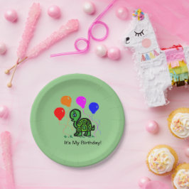 Eine Schildkröte und Balloons Pappteller