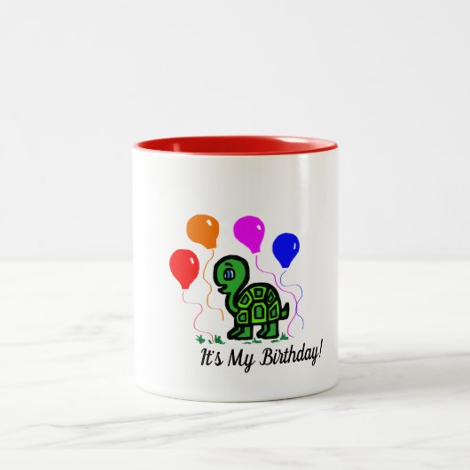 Eine Schildkröte und Balloons Zweifarbige Tasse (Mittel)