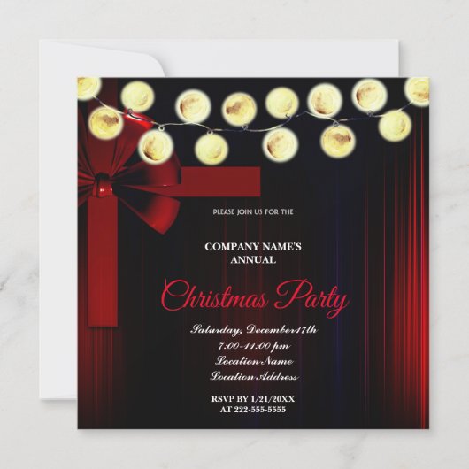 Eine schlichte elegante Weihnachts-Party Einladung (Vorderseite)