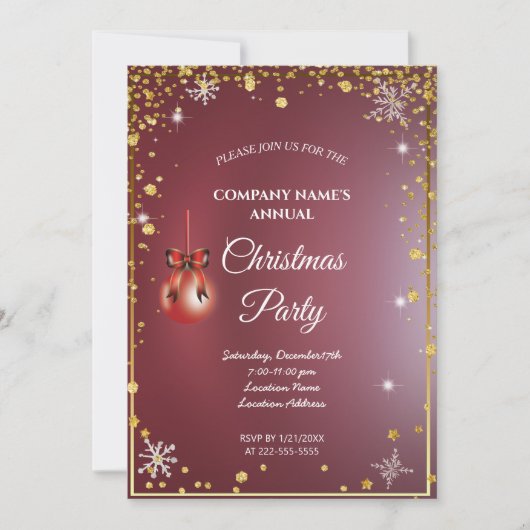 Eine schlichte, elegante Weihnachtsfeier Einladung (Vorderseite)