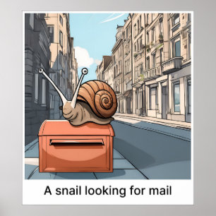 Eine Schnecke auf der Suche nach E-Mail - Drucken Poster