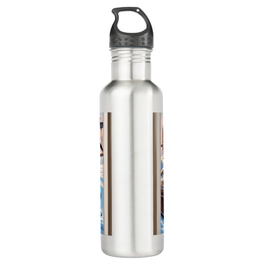 Eine Schneeeule, ein Flugzeug und ein Oldtimer Edelstahlflasche (Rückseite)