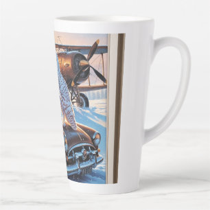 Eine Schneeeule, ein Flugzeug und ein Oldtimer Milchtasse