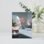 Eine Schneeglocke mit einem Weihnachtsbaum Postkarte (Stehend Vorderseite)