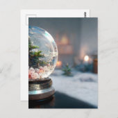 Eine Schneeglocke mit einem Weihnachtsbaum Postkarte (Vorne/Hinten)