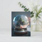 Eine Schneeglocke mit einer Weihnachtsbaum-Postkar Postkarte (Stehend Vorderseite)