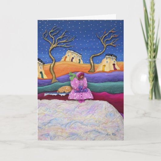 Eine schneesichere Nacht - Vertikal Feiertagskarte (Vorderseite)