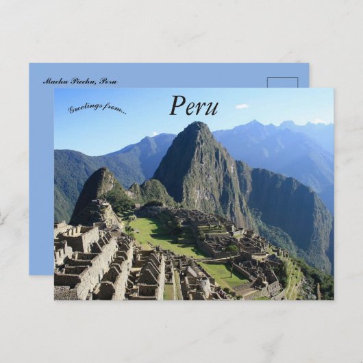 Eine schöne Aussicht auf Machu Picchu Peru Postkarte (Vorne/Hinten)