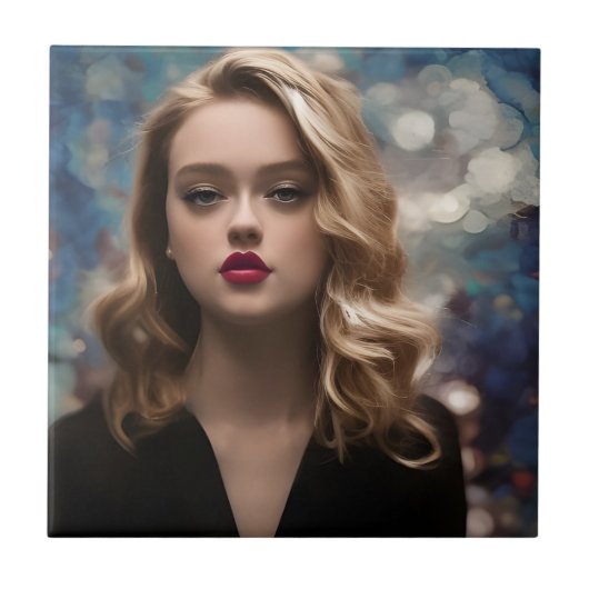 Eine schöne Blonde-Frau Fliese (Vorderseite)