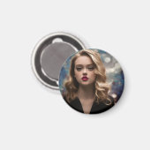 Eine schöne Blonde-Frau Magnet (Vorderseite/Rückseite)